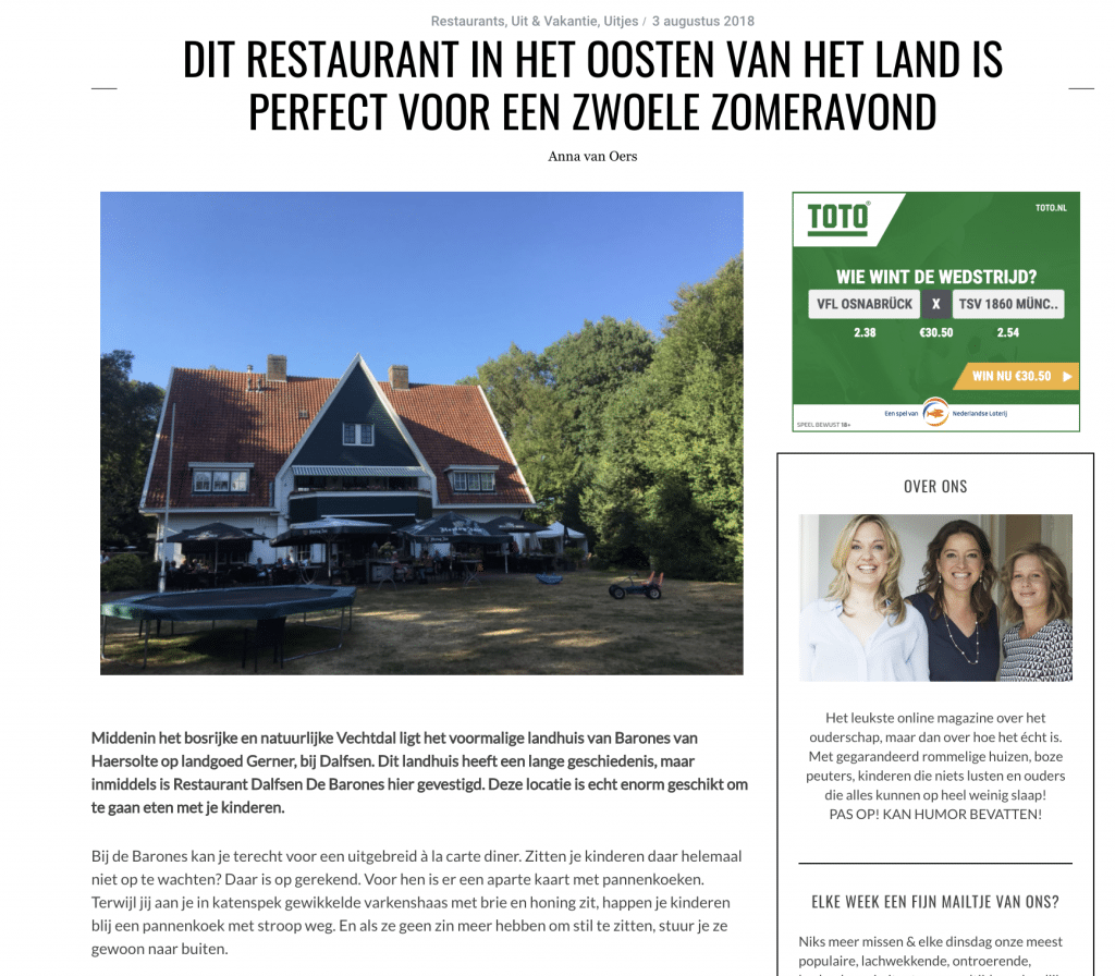 Barones kindvriendelijk restaurant volgens Me-To-We